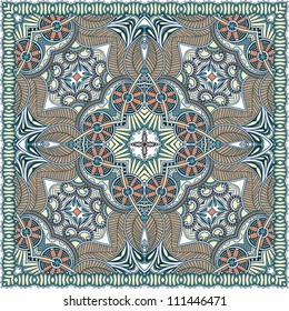 Traditional ornamental floral paisley bandanna. You can use this pattern in the design of carpet, shawl, pillow, cushion