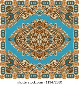 Traditional ornamental floral paisley bandanna. You can use this pattern in the design of carpet, shawl, pillow, cushion