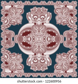 Traditional ornamental floral paisley bandanna. You can use this pattern in the design of carpet, shawl, pillow, cushion