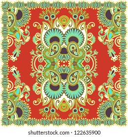 Traditional ornamental floral paisley bandanna. You can use this pattern in the design of carpet, shawl, pillow, cushion