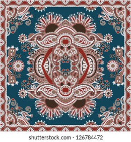 Traditional ornamental floral paisley bandanna. You can use this pattern in the design of carpet, shawl, pillow, cushion