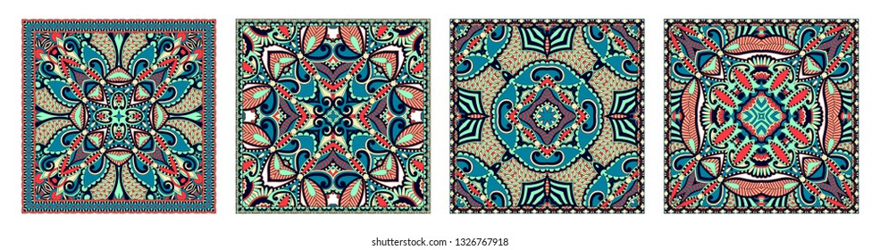 Traditional ornamental floral paisley bandanna. You can use this pattern in the design of carpet, shawl, pillow, cushion, vector illustration