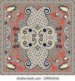 Traditional ornamental floral paisley bandanna. You can use this pattern in the design of carpet, shawl, pillow, cushion