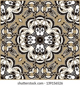 Traditional ornamental floral paisley bandanna. You can use this pattern in the design of carpet, shawl, pillow, cushion