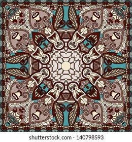 Traditional ornamental floral paisley bandanna. You can use this pattern in the design of carpet, shawl, pillow, cushion