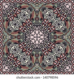 Traditional ornamental floral paisley bandanna. You can use this pattern in the design of carpet, shawl, pillow, cushion