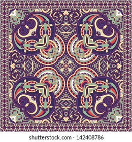 Traditional ornamental floral paisley bandanna. You can use this pattern in the design of carpet, shawl, pillow, cushion