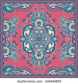 Traditional ornamental floral paisley bandanna. You can use this pattern in the design of carpet, shawl, pillow, cushion cushion