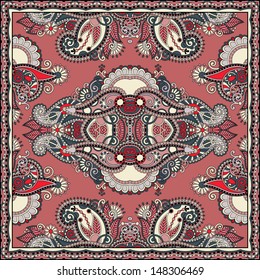 Traditional ornamental floral paisley bandanna. You can use this pattern in the design of carpet, shawl, pillow, cushion