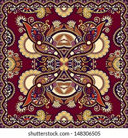 Traditional ornamental floral paisley bandanna. You can use this pattern in the design of carpet, shawl, pillow, cushion