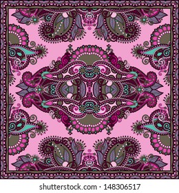 Traditional ornamental floral paisley bandanna. You can use this pattern in the design of carpet, shawl, pillow, cushion