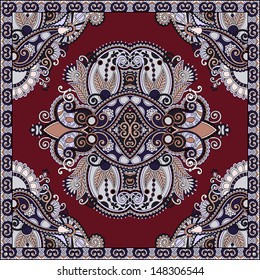 Traditional ornamental floral paisley bandanna. You can use this pattern in the design of carpet, shawl, pillow, cushion