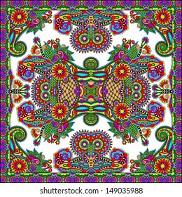 Traditional ornamental floral paisley bandanna. You can use this pattern in the design of carpet, shawl, pillow, cushion