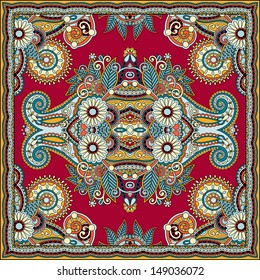 Traditional ornamental floral paisley bandanna. You can use this pattern in the design of carpet, shawl, pillow, cushion