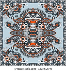 Traditional ornamental floral paisley bandanna. You can use this pattern in the design of carpet, shawl, pillow, cushion