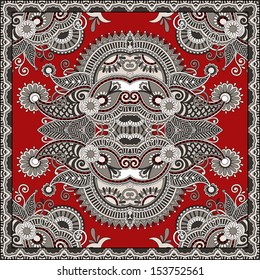 Traditional ornamental floral paisley bandanna. You can use this pattern in the design of carpet, shawl, pillow, cushion