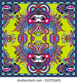 Traditional ornamental floral paisley bandanna. You can use this pattern in the design of carpet, shawl, pillow, cushion