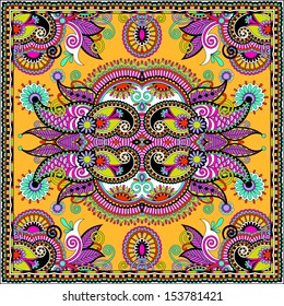 Traditional ornamental floral paisley bandanna. You can use this pattern in the design of carpet, shawl, pillow, cushion