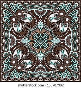 Traditional ornamental floral paisley bandanna. You can use this pattern in the design of carpet, shawl, pillow, cushion