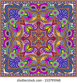 Traditional ornamental floral paisley bandanna. You can use this pattern in the design of carpet, shawl, pillow, cushion