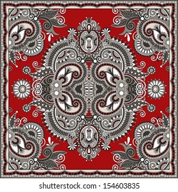 Traditional ornamental floral paisley bandanna. You can use this pattern in the design of carpet, shawl, pillow, cushion