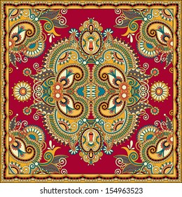 Traditional ornamental floral paisley bandanna. You can use this pattern in the design of carpet, shawl, pillow, cushion
