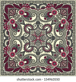 Traditional ornamental floral paisley bandanna. You can use this pattern in the design of carpet, shawl, pillow, cushion