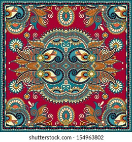 Traditional ornamental floral paisley bandanna. You can use this pattern in the design of carpet, shawl, pillow, cushion