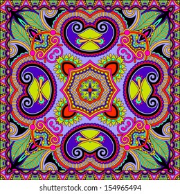 Traditional ornamental floral paisley bandanna. You can use this pattern in the design of carpet, shawl, pillow, cushion