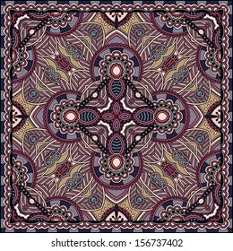 Traditional ornamental floral paisley bandanna. You can use this pattern in the design of carpet, shawl, pillow, cushion