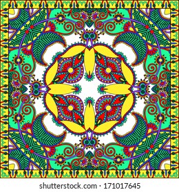 Traditional ornamental floral paisley bandanna. You can use this pattern in the design of carpet, shawl, pillow, cushion