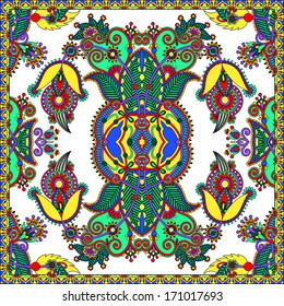 Traditional ornamental floral paisley bandanna. You can use this pattern in the design of carpet, shawl, pillow, cushion