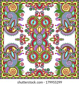 Traditional ornamental floral paisley bandanna. You can use this pattern in the design of carpet, shawl, pillow, cushion