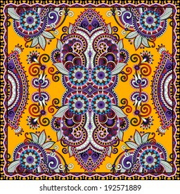 Traditional ornamental floral paisley bandanna. You can use this pattern in the design of carpet, shawl, pillow, cushion