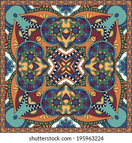 Traditional ornamental floral paisley bandanna. You can use this pattern in the design of carpet, shawl, pillow, cushion