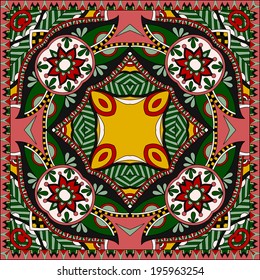 Traditional ornamental floral paisley bandanna. You can use this pattern in the design of carpet, shawl, pillow, cushion