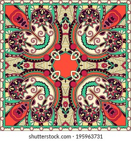 Traditional ornamental floral paisley bandanna. You can use this pattern in the design of carpet, shawl, pillow, cushion