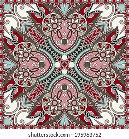 Traditional ornamental floral paisley bandanna. You can use this pattern in the design of carpet, shawl, pillow, cushion