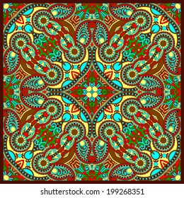 Traditional ornamental floral paisley bandanna. You can use this pattern in the design of carpet, shawl, pillow, cushion