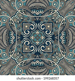 Traditional ornamental floral paisley bandanna. You can use this pattern in the design of carpet, shawl, pillow, cushion