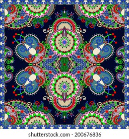 Traditional ornamental floral paisley bandanna. You can use this pattern in the design of carpet, shawl, pillow, cushion
