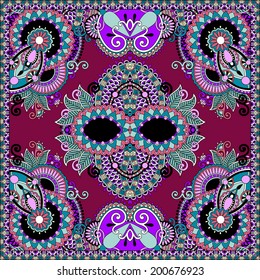 Traditional ornamental floral paisley bandanna. You can use this pattern in the design of carpet, shawl, pillow, cushion