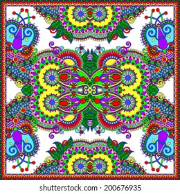 Traditional ornamental floral paisley bandanna. You can use this pattern in the design of carpet, shawl, pillow, cushion