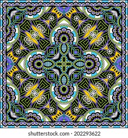 Traditional ornamental floral paisley bandanna. You can use this pattern in the design of carpet, shawl, pillow, cushion