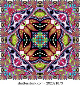 Traditional ornamental floral paisley bandanna. You can use this pattern in the design of carpet, shawl, pillow, cushion