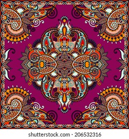 Traditional ornamental floral paisley bandanna. You can use this pattern in the design of carpet, shawl, pillow, cushion
