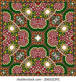 Traditional ornamental floral paisley bandanna. You can use this pattern in the design of carpet, shawl, pillow, cushion