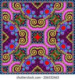 Traditional ornamental floral paisley bandanna. You can use this pattern in the design of carpet, shawl, pillow, cushion