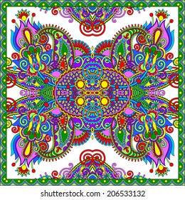 Traditional ornamental floral paisley bandanna. You can use this pattern in the design of carpet, shawl, pillow, cushion