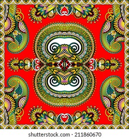 Traditional ornamental floral paisley bandanna. You can use this pattern in the design of carpet, shawl, pillow, cushion